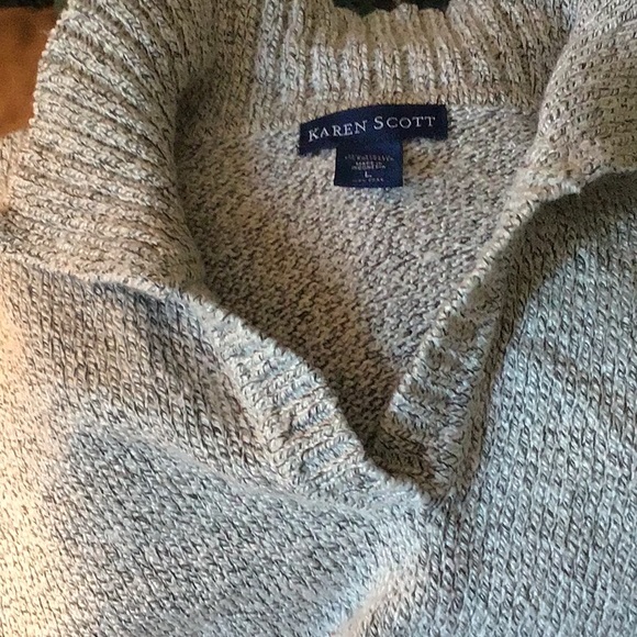 KAREN SCOTT woman’s warm looking winter sweater sz L black & white - Picture 2 of 7